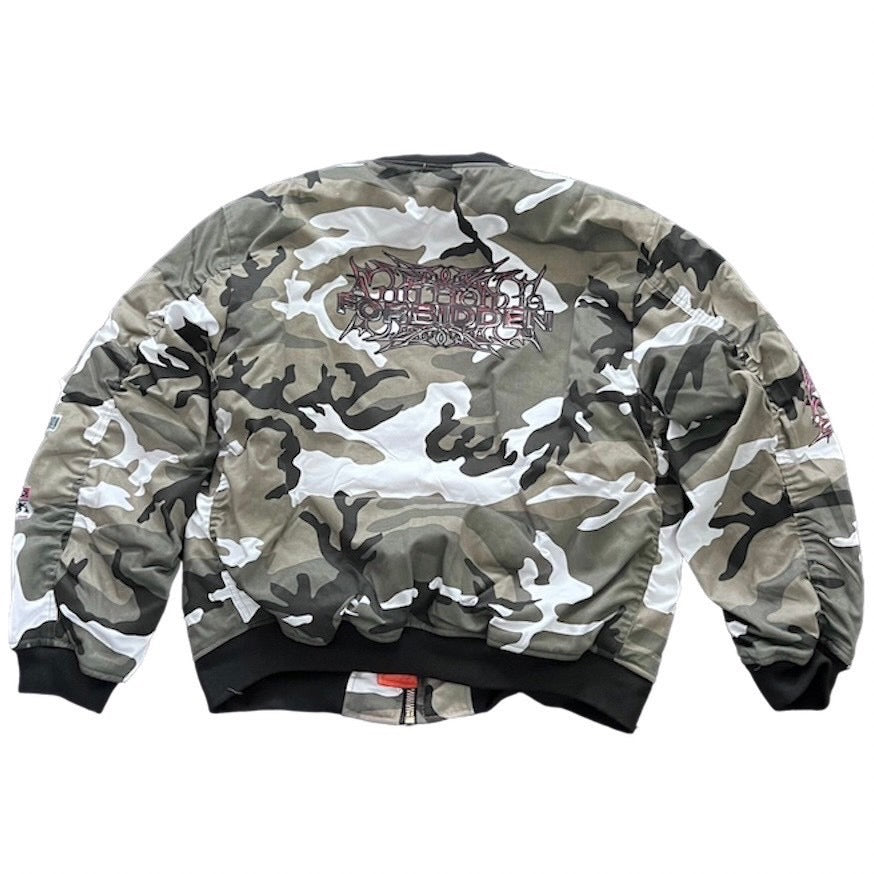 Forbidden camo bomber jacket