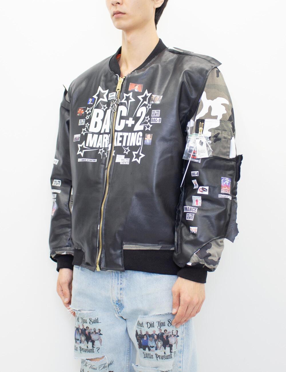 Bomber jacket made of polyester - cotton -leather - metal accessories - digital prints