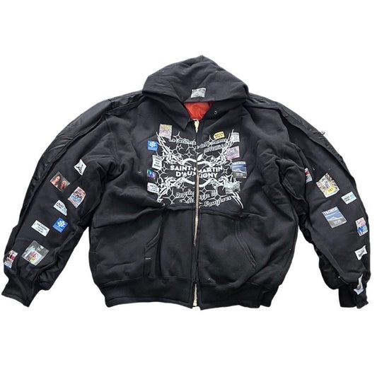 Bomber jacket made of polyester - cotton - metal accessories - digital prints