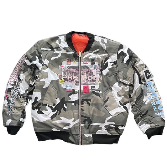 Forbidden camo bomber jacket