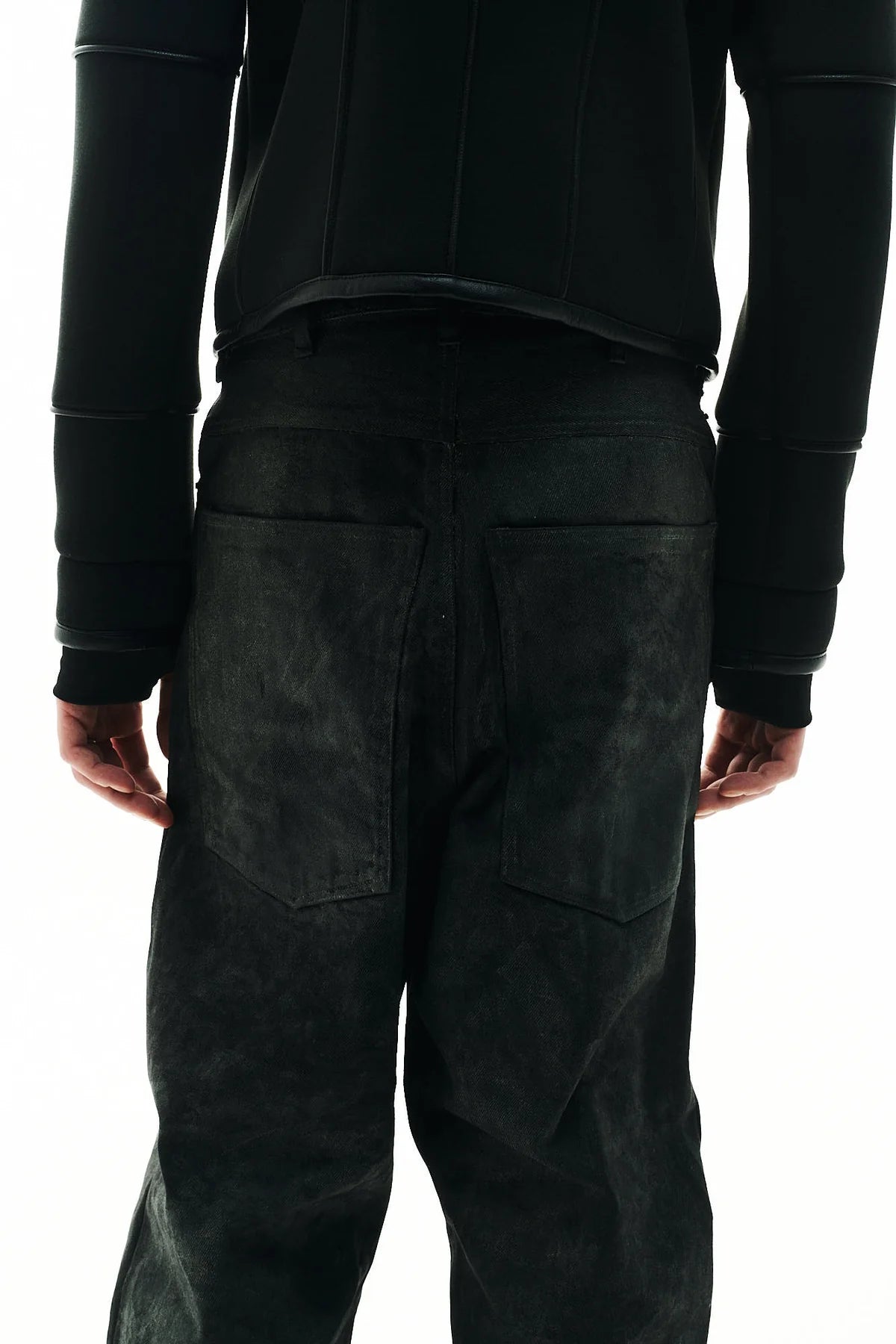 P.L.N.
LOW CROTCH OILSKIN DENIM – BLACK