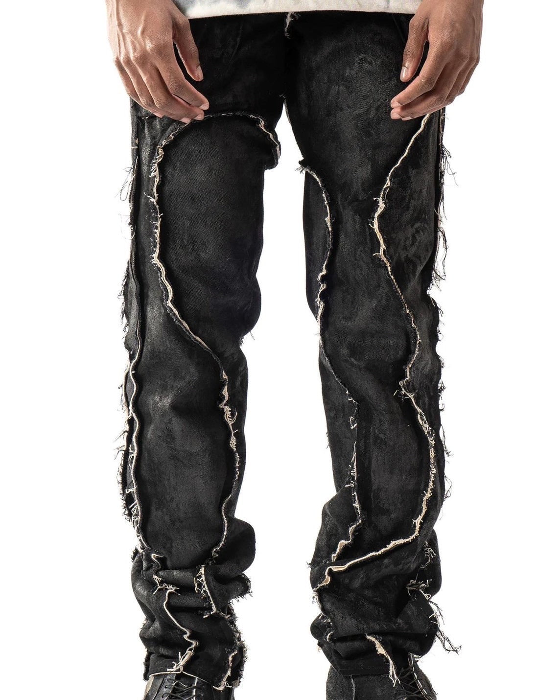 WAXED REVERSIBLE RAW EDGE ORGANIC JEANS