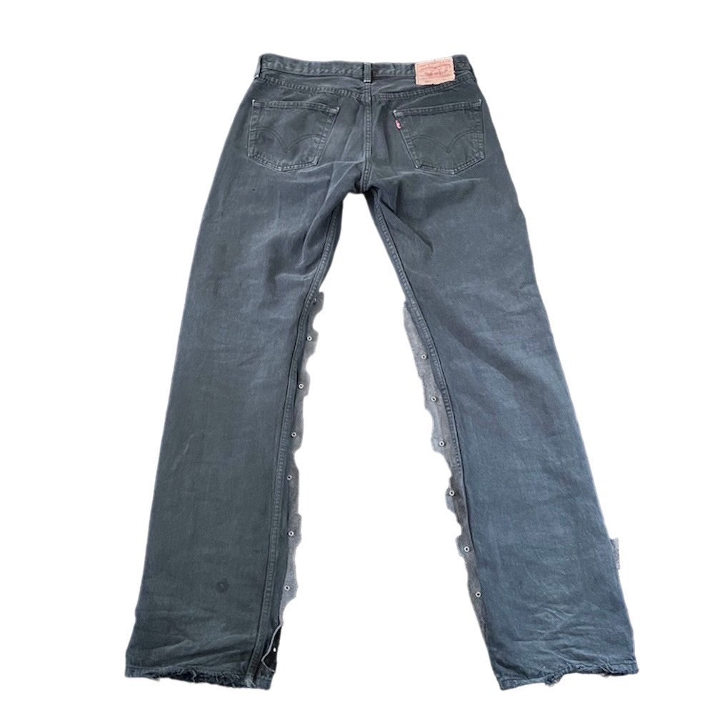 Leather patched jeans